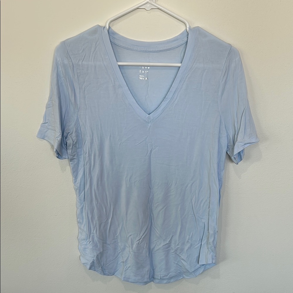 Light Blue V-Neck Women's Top